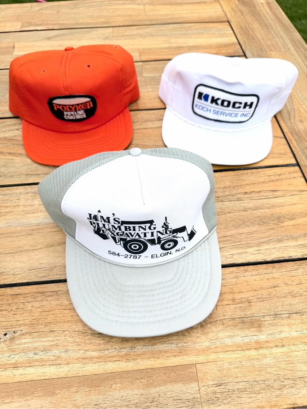 Vintage 90s YoungAn Jim Plumbing Excavating White Rope Trucker Snapback Hat Caps
